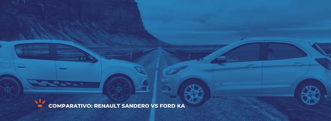 Carros Renault Sandero e Ford Ka em uma estrada