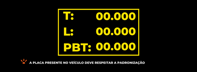 Exemplo da placa de identificação PBT padrão (fundo preto com as letras amarelas)
