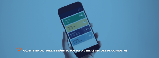 Celular com o aplicativo Carteira Digital de Trânsito aberto 